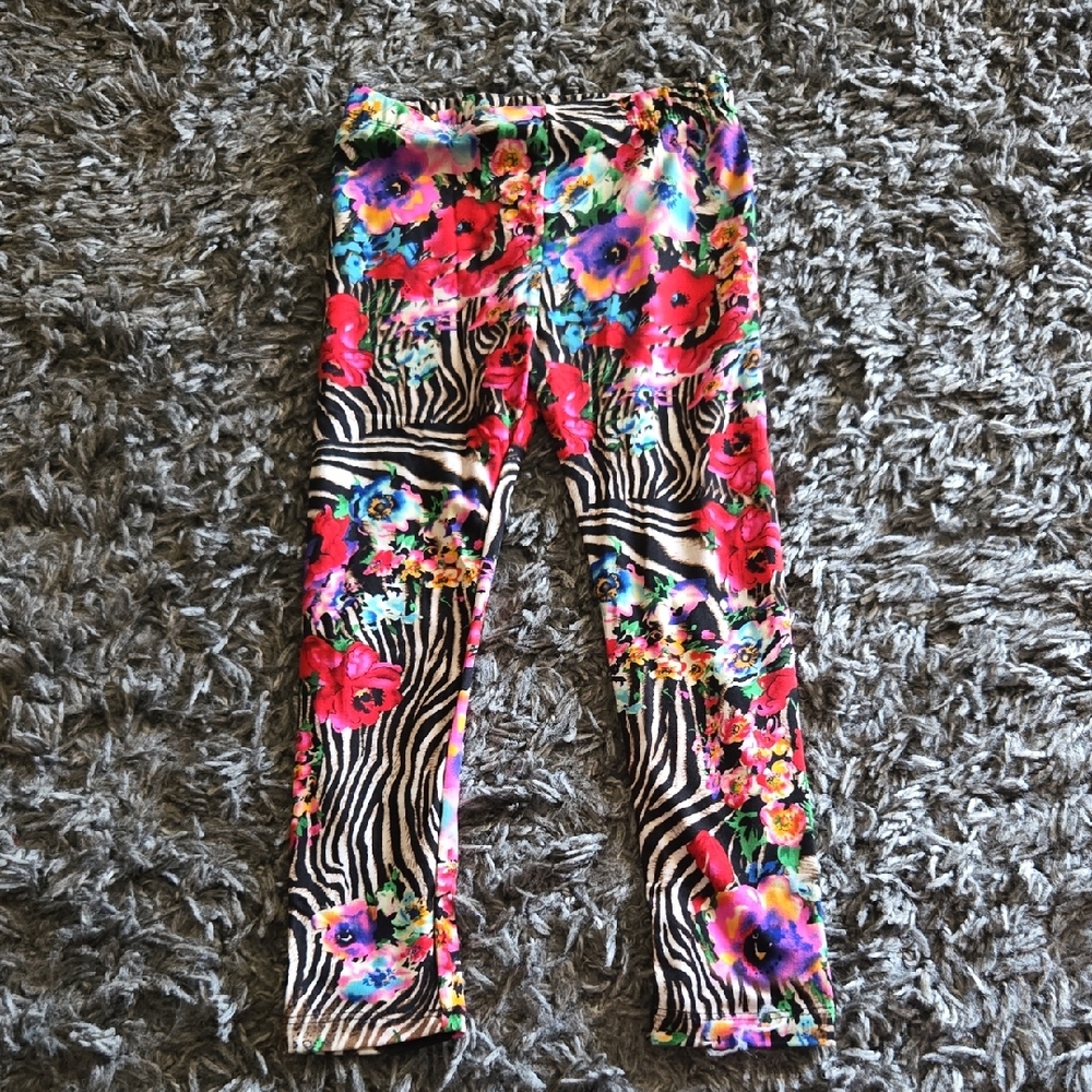 Vibrant Floral and Zebra Print Kids Leggings